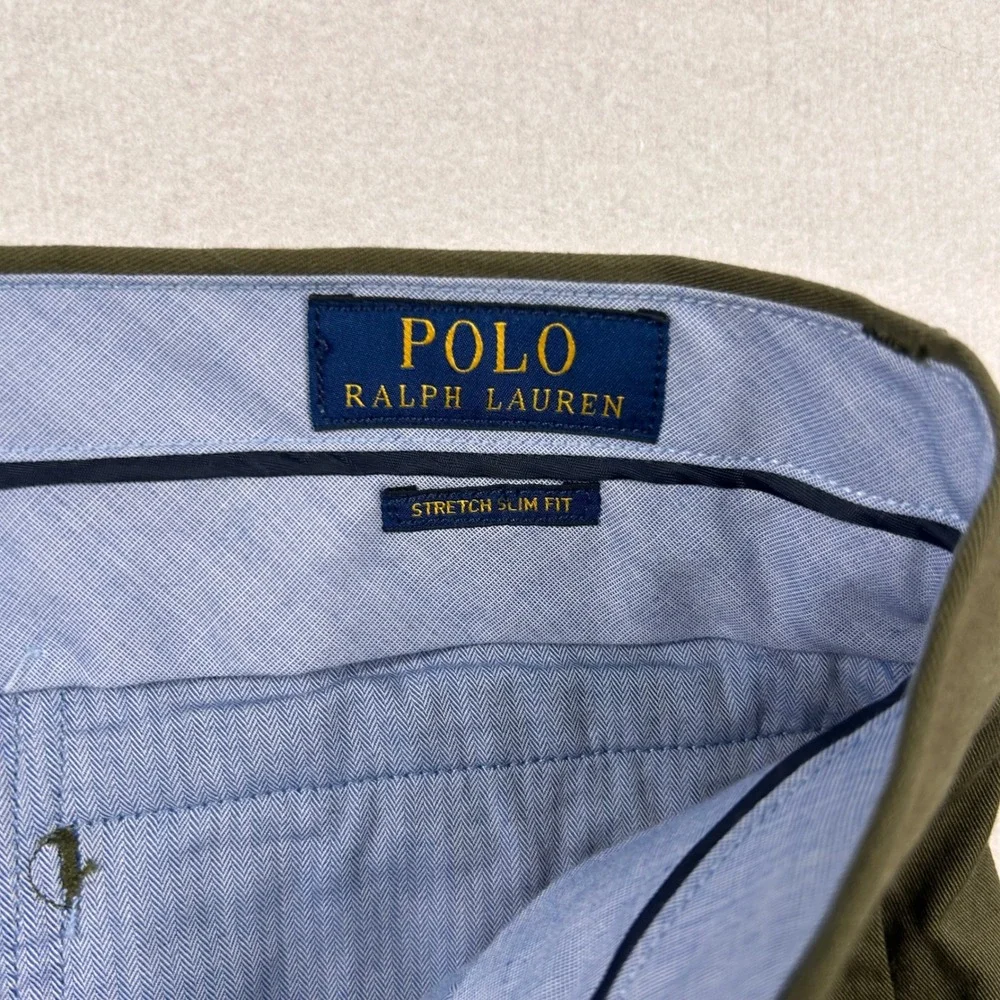 Polo Ralph Lauren Chinos Mens 32x32 Olive Green Stretch Slim Fit Twill Pants